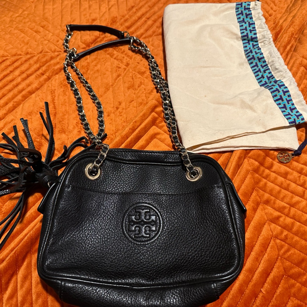 Tory Burch black gold chain crossbody